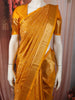 Mustard Yellow Floral Vine Zari Woven Design Pure Kanchipuram Silk Saree with Matching Zari Border