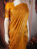 Mustard Yellow Floral Vine Zari Woven Design Pure Kanchipuram Silk Saree with Matching Zari Border