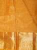 Mustard Yellow Floral Vine Zari Woven Design Pure Kanchipuram Silk Saree with Matching Zari Border