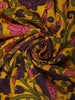 Mustard Yellow Floral Vine Zari Woven Design Semi Silk Festive Saree with Contrast Temple Zari Border