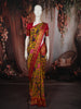 Mustard Yellow Floral Vine Zari Woven Design Semi Silk Festive Saree with Contrast Temple Zari Border