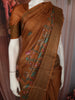 Mustard Yellow Floral Woven Design Pure Tussar Saree with Zari Border