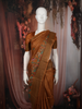 Mustard Yellow Floral Woven Design Pure Tussar Saree with Zari Border