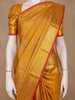 Mustard Yellow Floral Woven Pure Kanchipuram Silk Saree - Diadem