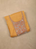 Mustard Yellow Floral Zardozi Embroidered Design Tissue Unstitched Salwar Material with Dupatta