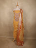 Mustard Yellow Floral Zardozi Embroidered Design Tissue Unstitched Salwar Material with Dupatta