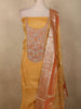 Mustard Yellow Floral Zardozi Embroidered Design Tissue Unstitched Salwar Material with Dupatta