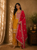 Mustard Yellow Floral Zari Embroidered Design Georgette Palazzo Suit with Dupatta