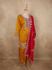 Mustard Yellow Floral Zari Embroidered Design Georgette Palazzo Suit with Dupatta
