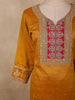Mustard Yellow Floral Zari Embroidered Design Georgette Palazzo Suit with Dupatta