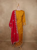 Mustard Yellow Floral Zari Embroidered Design Georgette Palazzo Suit with Dupatta