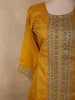 Mustard Yellow Floral Zari Embroidered Design Silk Salwar Suit with Contrast Green Dupatta