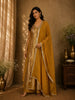 Mustard Yellow Floral Zari Woven Design Banarasi Silk Palazzo Suit with Dupatta