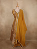 Mustard Yellow Floral Zari Woven Design Banarasi Silk Palazzo Suit with Dupatta