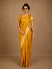 Mustard Yellow Floral Zari Woven Design Pure Banarasi Silk Saree with Floral Zari Border