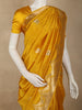 Mustard Yellow Floral Zari Woven Design Pure Banarasi Silk Saree with Floral Zari Border