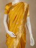 Mustard Yellow Floral Zari Woven Design Pure Banarasi Silk Saree with Floral Zari Border