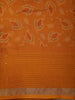 Mustard Yellow Floral and Paisley Printed Design Crepe Saree with Sequins Border