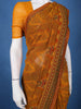 Mustard Yellow Geometric And Floral Printed Georgette Saree