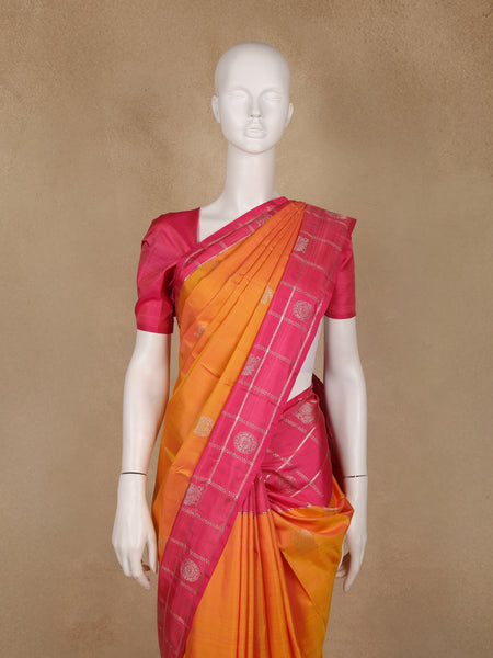 Mustard Yellow Geometric Designed Silk Saree - Diadem