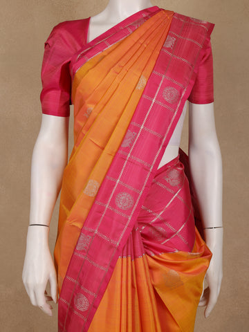 Mustard Yellow Geometric Designed Silk Saree - Diadem