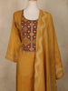 Mustard Yellow Geometric Printed Cotton Salwar Suit with Dupatta