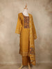 Mustard Yellow Geometric Printed Cotton Salwar Suit with Dupatta