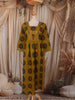 Mustard Yellow Geometric Printed Design Cotton Anarkali Kurti