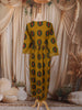 Mustard Yellow Geometric Printed Design Cotton Anarkali Kurti