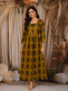 Mustard Yellow Geometric Printed Design Cotton Anarkali Kurti