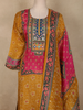 Mustard Yellow Geometric Printed  Design Crepe Straight Cut Salwar Suit with Dupatta