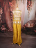 Mustard Yellow Geometric Sequins and Beads Embroidered Design Organza Haldi Wear Palazzo Suit with Matching Choker Dupatta