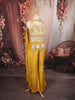 Mustard Yellow Geometric Sequins and Beads Embroidered Design Organza Haldi Wear Palazzo Suit with Matching Choker Dupatta