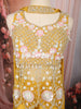 Mustard Yellow Geometric Sequins and Beads Embroidered Design Organza Haldi Wear Palazzo Suit with Matching Choker Dupatta