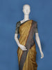 Mustard Yellow Geometric Woven Semi Tussar Silk Saree with Grey Contrast Border