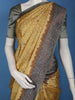 Mustard Yellow Geometric Woven Semi Tussar Silk Saree with Grey Contrast Border