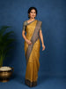Mustard Yellow Geometric Woven Semi Tussar Silk Saree with Grey Contrast Border