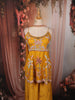 Mustard Yellow Heavy Beads Embroidered Design Satin Peplum Palazzo Suit with Matching Choker Dupatta