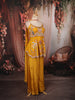 Mustard Yellow Heavy Beads Embroidered Design Satin Peplum Palazzo Suit with Matching Choker Dupatta