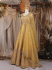 Mustard Yellow Heavy Sequins Embroidered Design Banarasi Silk Gown With Net Dupatta
