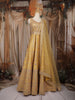 Mustard Yellow Heavy Sequins Embroidered Design Banarasi Silk Gown With Net Dupatta