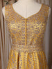 Mustard Yellow Heavy Sequins Embroidered Design Banarasi Silk Gown With Net Dupatta