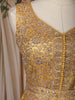 Mustard Yellow Heavy Sequins Embroidered Design Banarasi Silk Gown With Net Dupatta