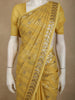 Mustard Yellow Heavy Sequins Embroidered Design Georgette Designer Saree with Lace Border