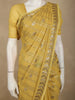 Mustard Yellow Heavy Sequins Embroidered Design Georgette Designer Saree with Lace Border
