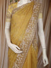 Mustard Yellow Heavy Sequins and Beads Embroidered Design Net Designer Saree