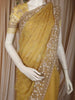 Mustard Yellow Heavy Sequins and Beads Embroidered Design Net Designer Saree
