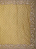 Mustard Yellow Heavy Sequins and Beads Embroidered Design Net Designer Saree