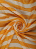 Mustard Yellow Horizontal Striped Printed Design Chiffon Fancy Saree with Zari Border