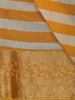Mustard Yellow Horizontal Striped Printed Design Chiffon Fancy Saree with Zari Border